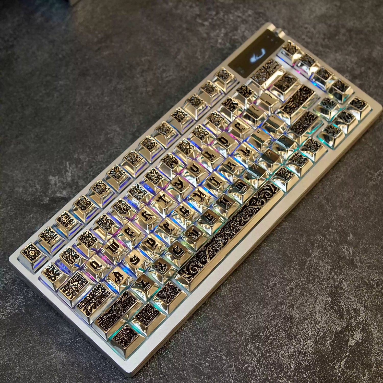 Ancient God theme, metal keycap set, peripheral personalized keycap set（Silver version）