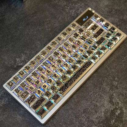 Ancient God theme, metal keycap set, peripheral personalized keycap set（Silver version）
