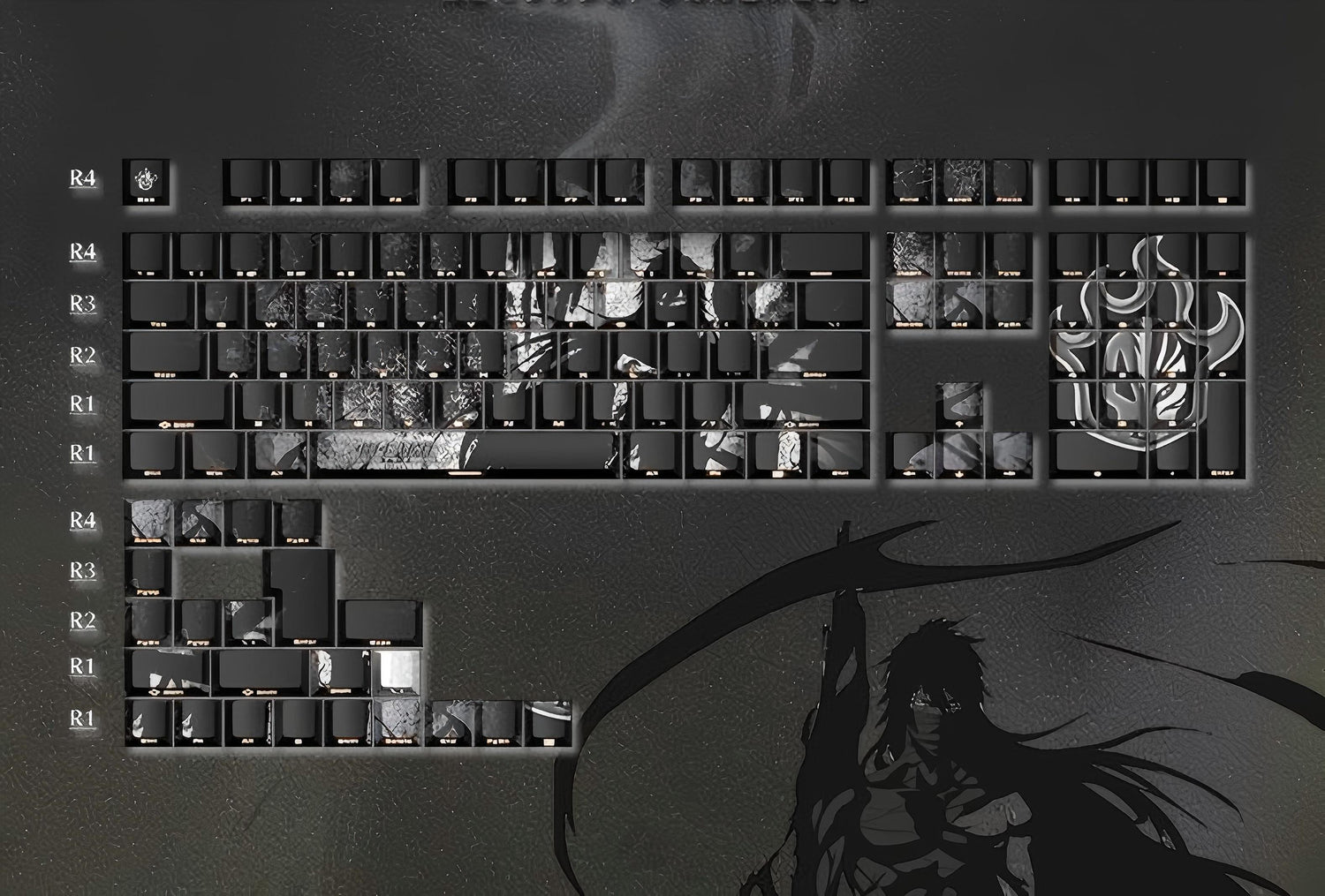 BLEACH theme, Kurosaki Ichigo, PBT material five sided sublimation, anime game series personalized set decorative keycaps