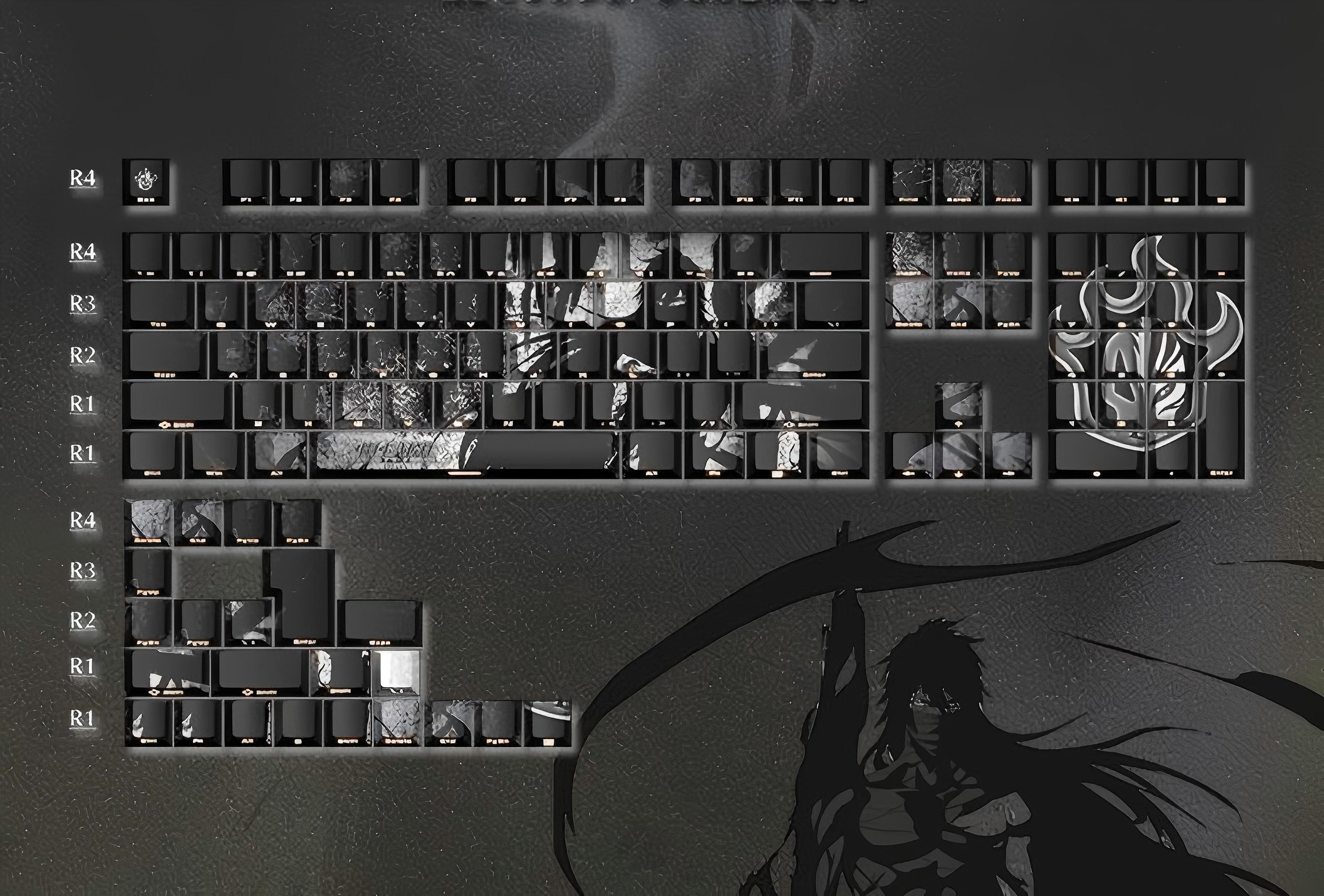 BLEACH theme, Kurosaki Ichigo, PBT material five sided sublimation, anime game series personalized set decorative keycaps