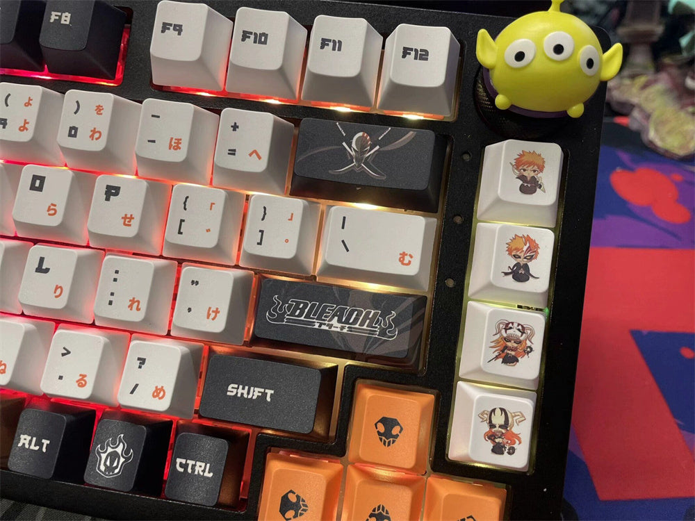 BLEACH theme, Kurosaki Ichigo, PBT material five sided sublimation, anime game series personalized set decorative keycaps