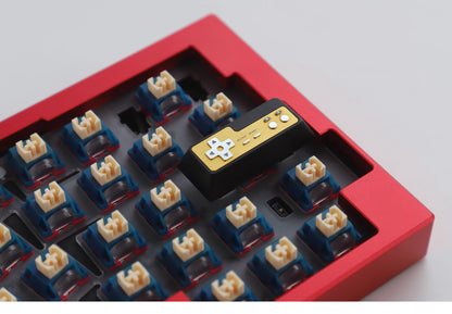 CNC aluminum alloy metal return keycap, red and white FC game console controller, mechanical keyboard cap, anodized metal keycap