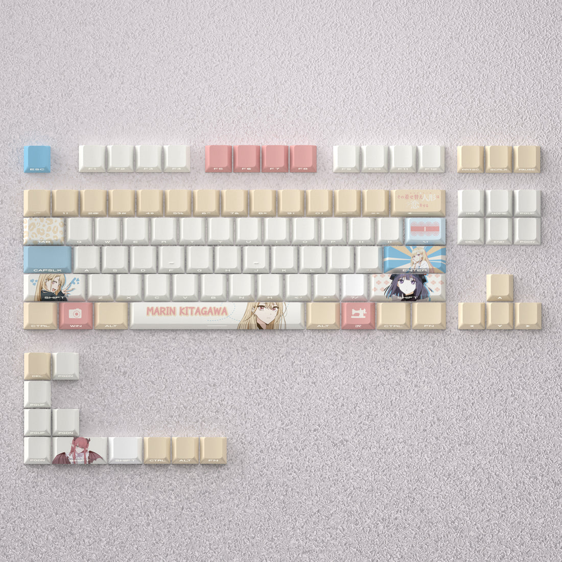 My Dress Up Darling Theme Keycaps, Kitagawa Marin Anime Game Creative Personalized Keycap Set PBT Material Original Factory Height Sublimation Printing