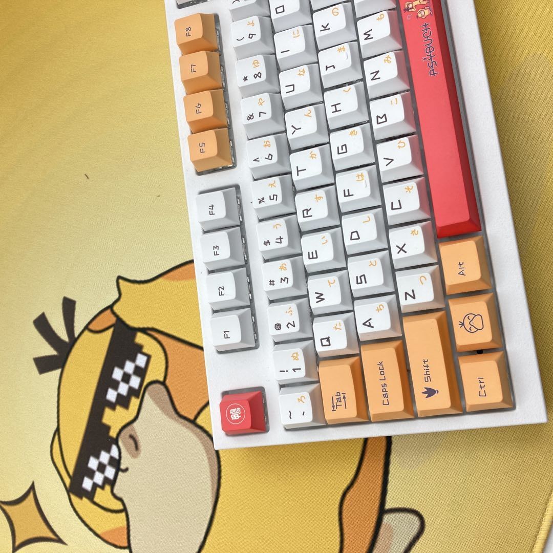 Pok é mon Psyduck Theme, PBT Material Five sided Heat Sublimation, Anime Game Series Personalized Set, Decorative Keycaps