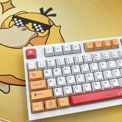 Pok é mon Psyduck Theme, PBT Material Five sided Heat Sublimation, Anime Game Series Personalized Set, Decorative Keycaps