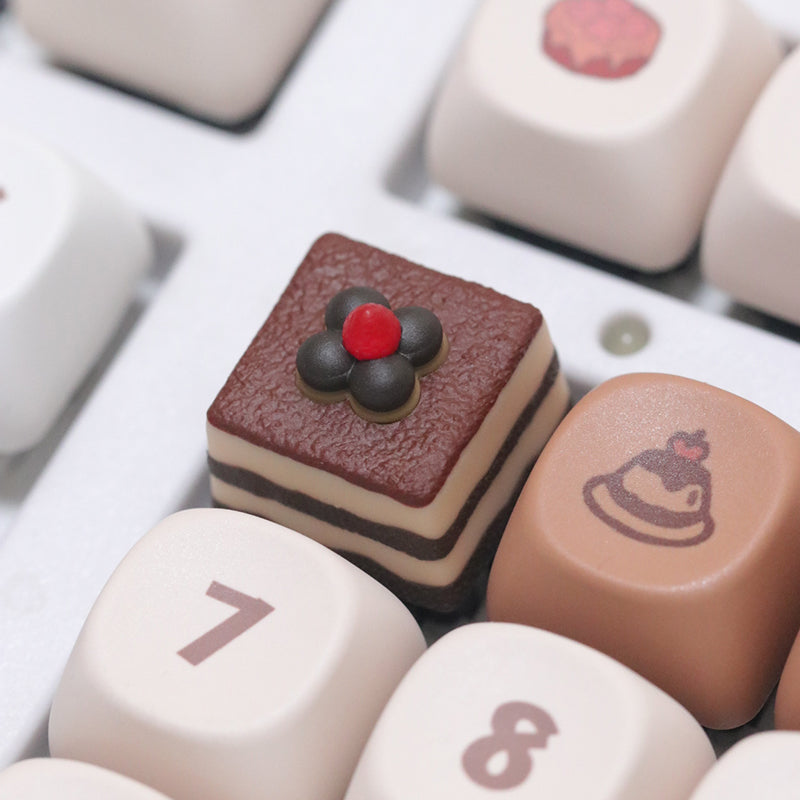 Tiramisu cake keycaps chocolate cake cute cartoon anime peripheral keycaps personalized creative resin keycaps