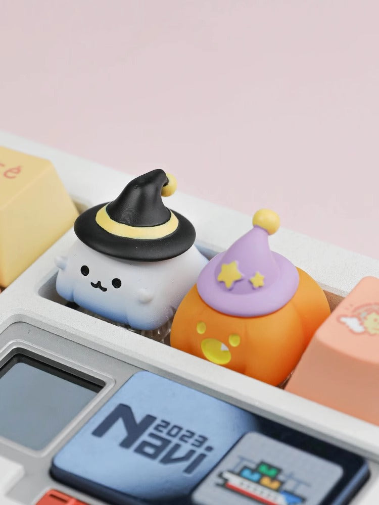 Cute Cloud Ghost, Wizard Pumpkin Elf, Resin Coated Personalized Keycaps, Cute Style Mechanical Keyboard Decorative Keycaps