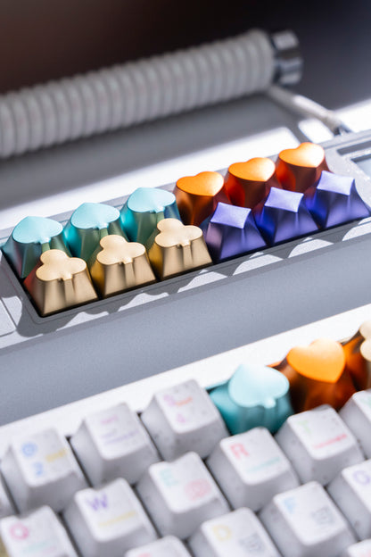 Poker directional keys 3D curved CNC aluminum alloy metal personalized keycaps
