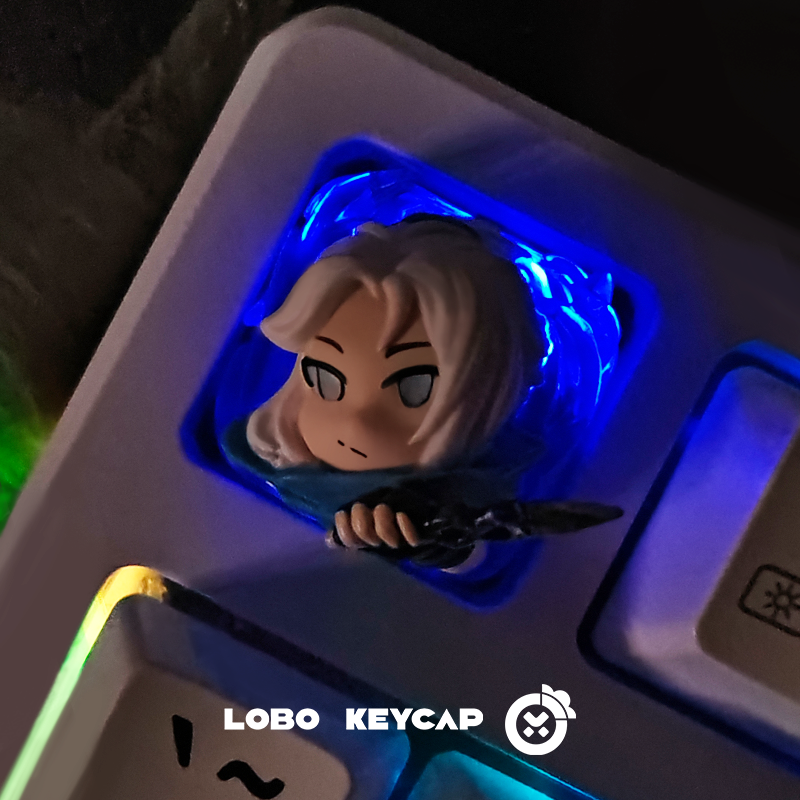 VALORANT, Jett side profile with multi-color resin molding, transparent bottom, replaceable hands, personalized keycap resin craftsman keycap