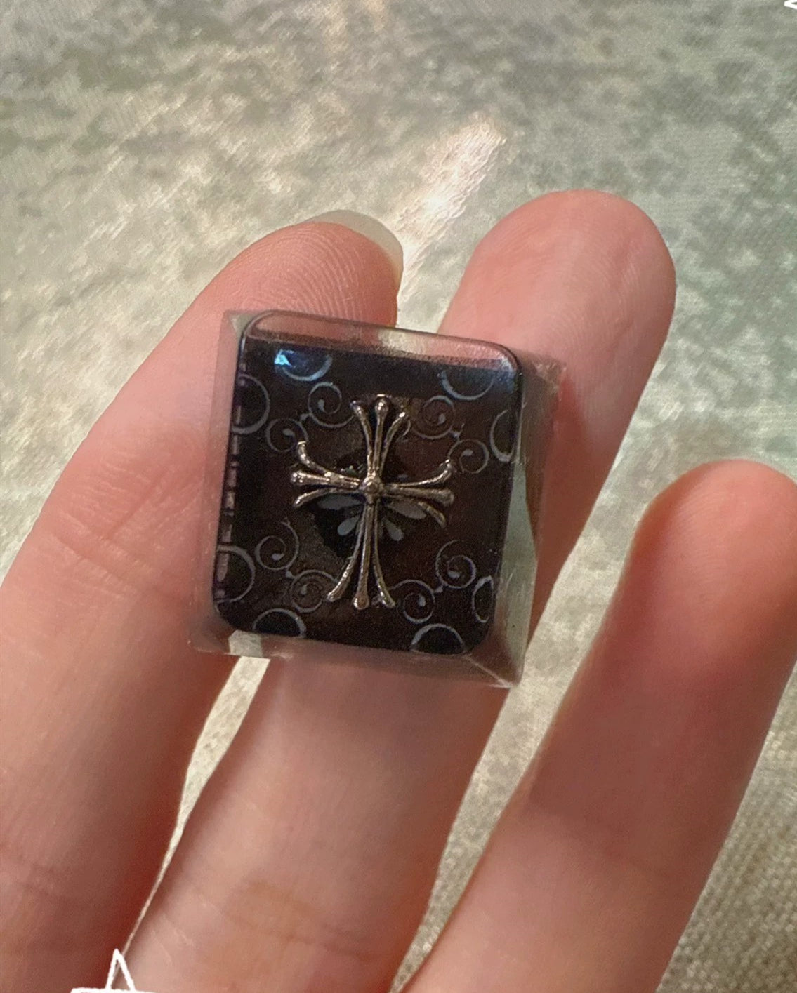 Chrome Hearts, Crystal drops of glue series, trendy fashion items, personalized keycaps, handmade keycaps