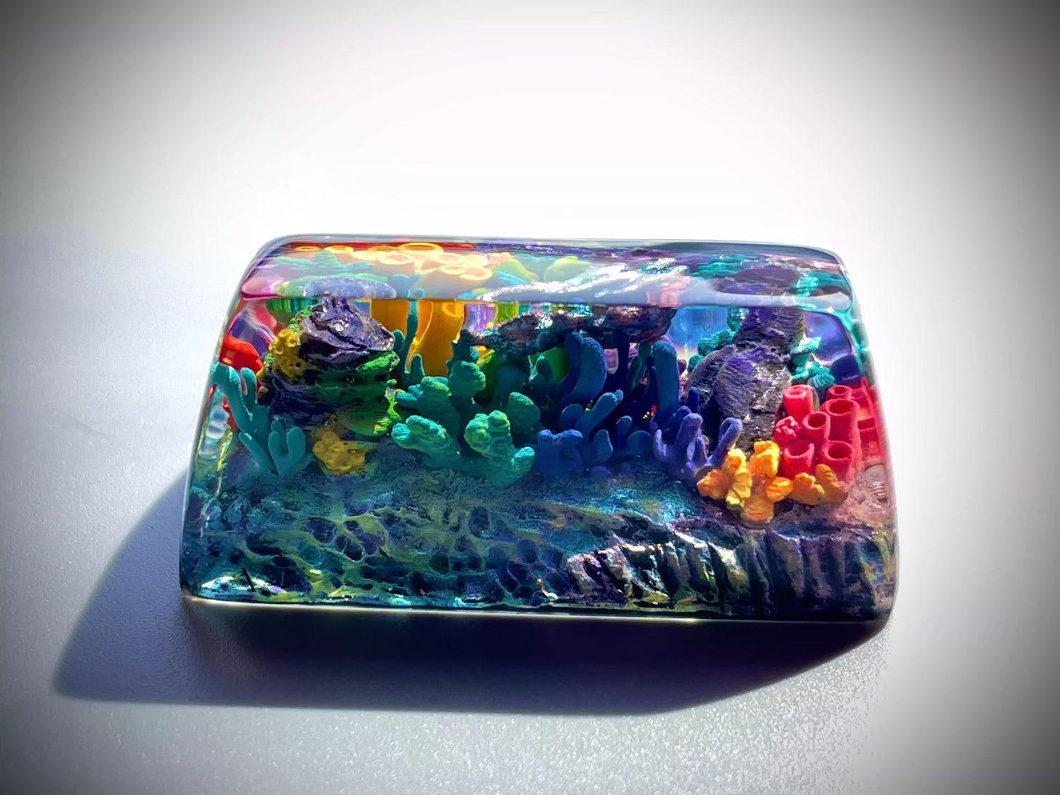 Underwater World Handmade Keycaps, Resin Personalized Keycaps, Crystal Drops of Glue Art Keycaps