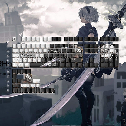 NieR: Automata themed series, PBT five sided sublimation keycaps cherry height, anime and game personalized keycaps set