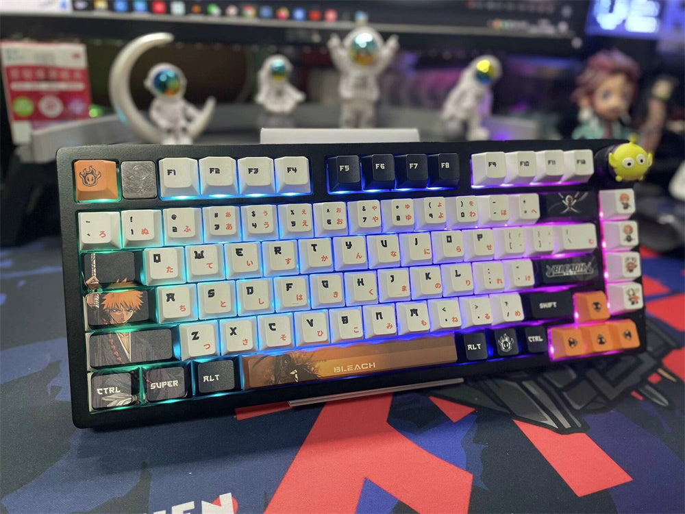 BLEACH theme, Kurosaki Ichigo, PBT material five sided sublimation, anime game series personalized set decorative keycaps