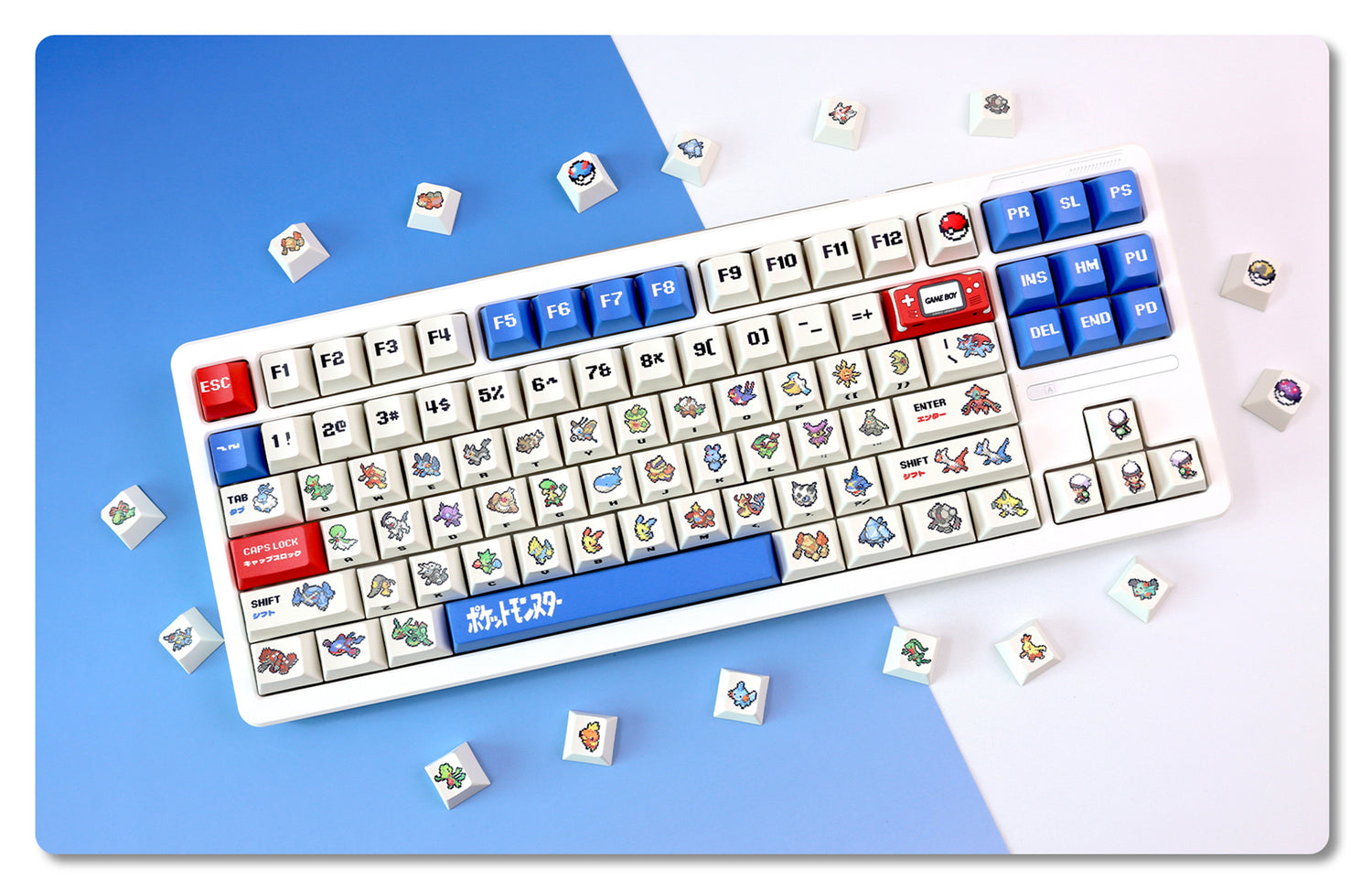 Pok é mon Theme Set Personalized Keycaps, Cute Pixel Style Mechanical Keyboard Cap PBT Five sided Heat Sublimation Original Factory Height