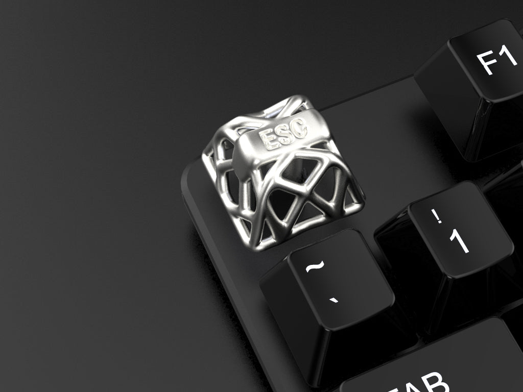 Imitation metal texture, hollow design, resin material, mechanical keyboard decorative keycaps with metal texture and personalized paint surface.
