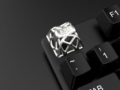 Imitation metal texture, hollow design, resin material, mechanical keyboard decorative keycaps with metal texture and personalized paint surface.