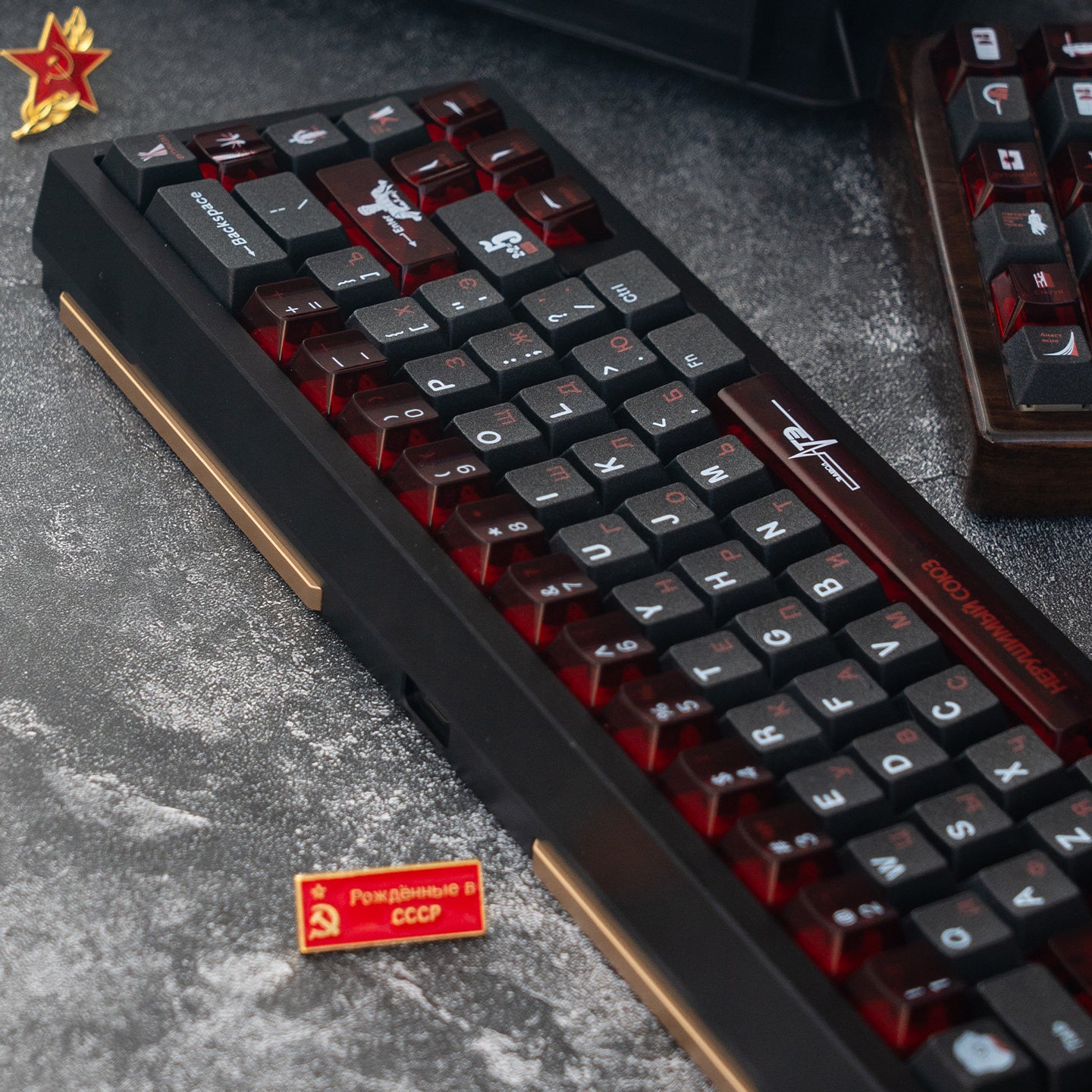 Original Design &quot;Soviet&quot; Theme Mechanical Keyboard Keycap Complete Set PBT Thermal Sublimation Original Factory Highly Personalized Keycap Set