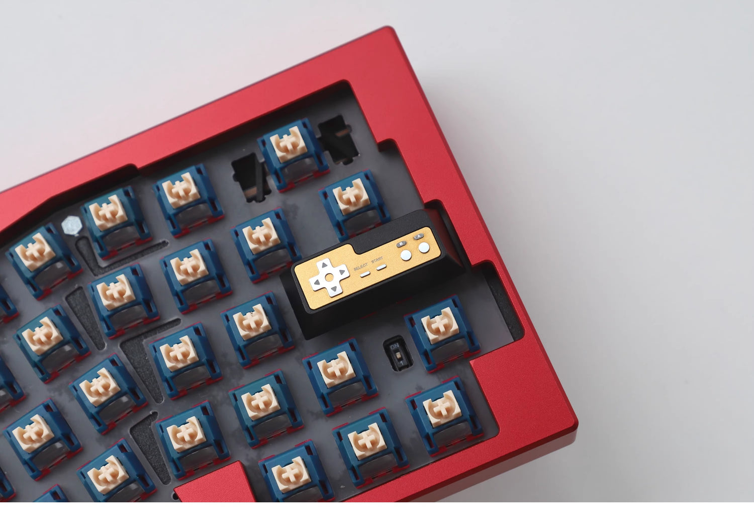 CNC aluminum alloy metal return keycap, red and white FC game console controller, mechanical keyboard cap, anodized metal keycap