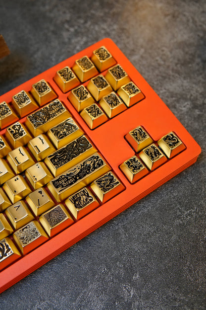 Ancient God theme, metal keycap set, peripheral personalized keycap set（Gold version）