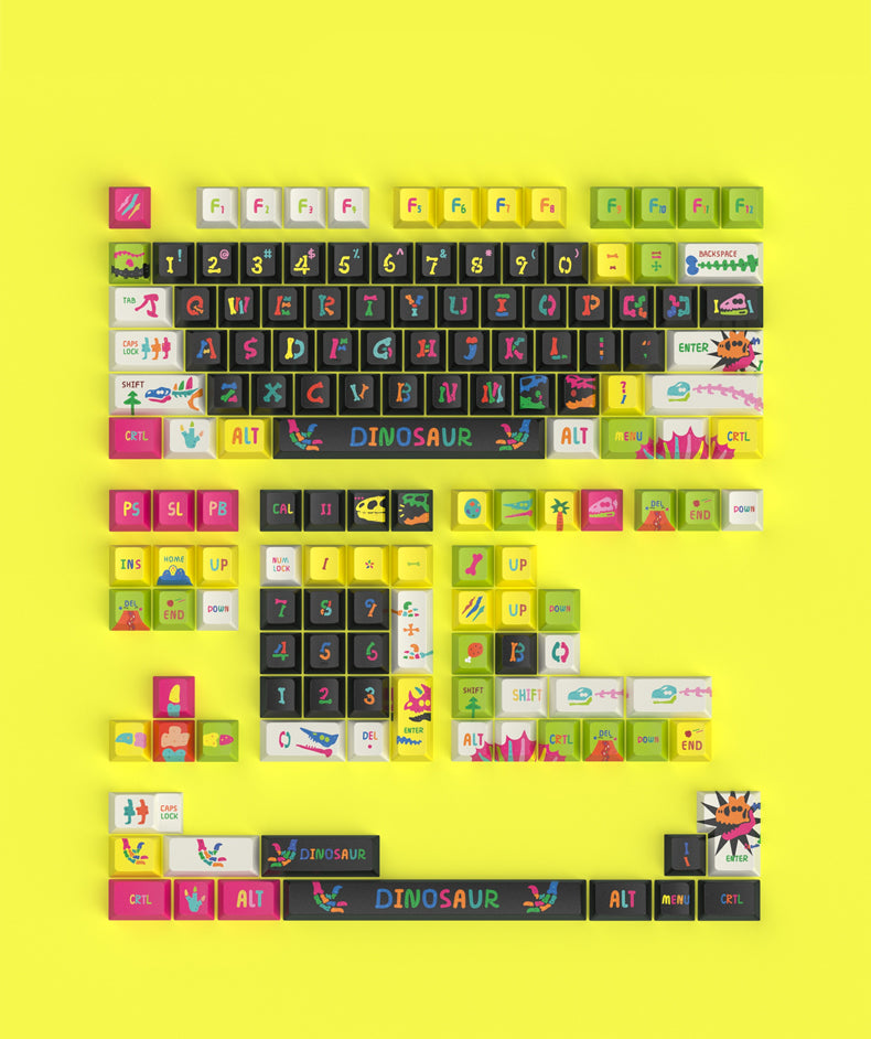 Jurassic themed sublimation, original factory height 146 keys, customized keycaps