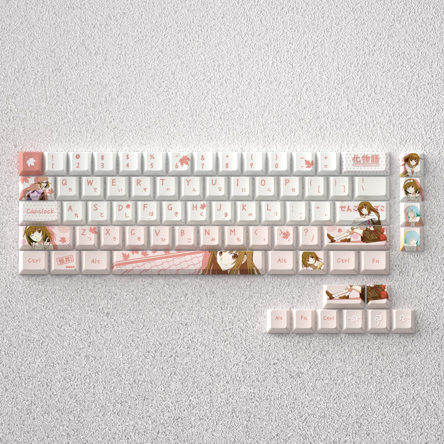 Monogatari series themed keycaps, Sengoku Nadeko anime game creative personalized keycap set PBT material factory height Sublimation printing