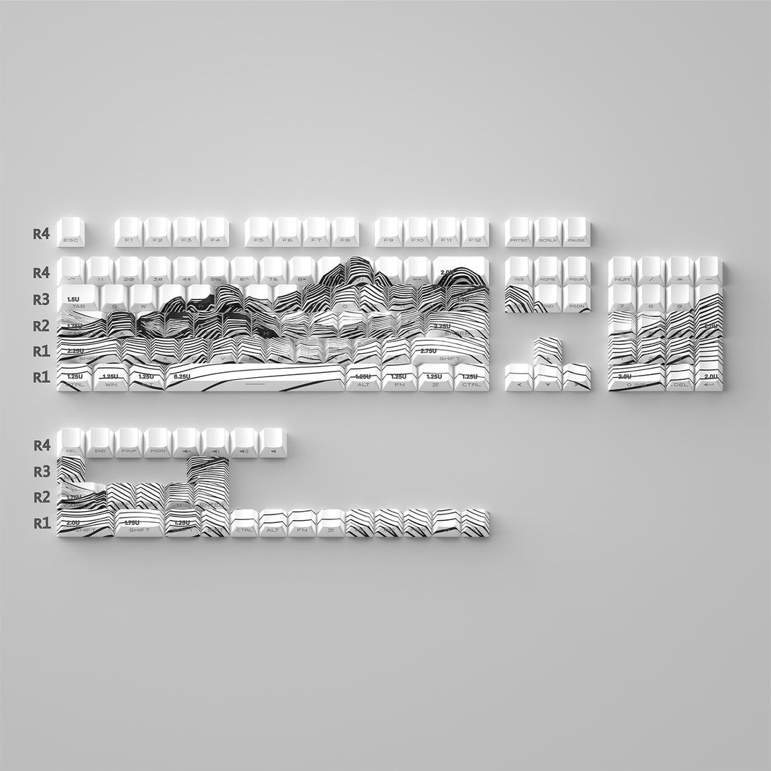 High mountain line keycaps, original factory height side engraved translucent keycaps, PBT side translucent personalized keycaps set