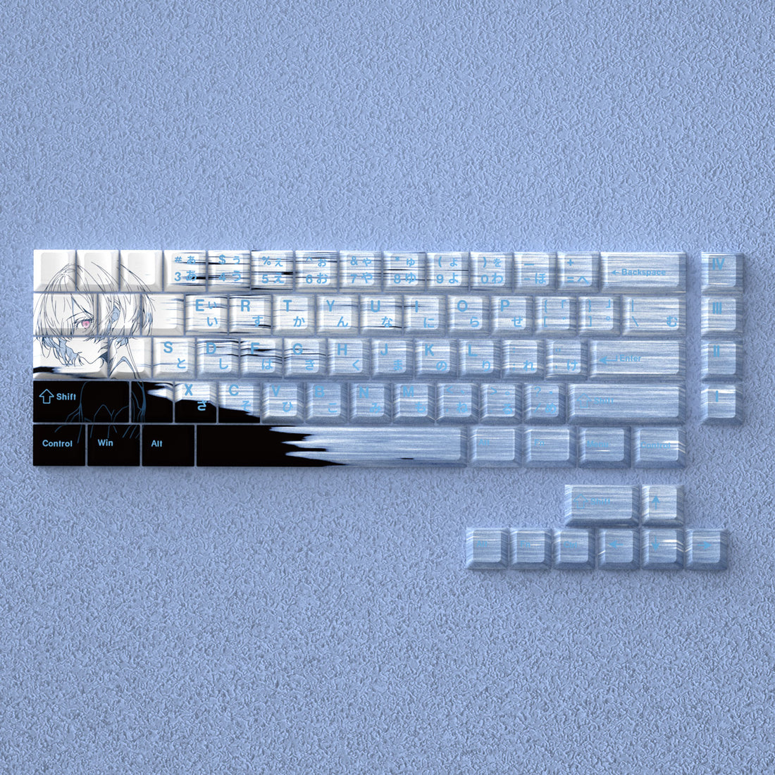 EVA, Ayanami Rei Anime Character Keycaps Original Factory Height Side Engraved Transparent Keycaps PBT Side Transparent Personalized Set Keys