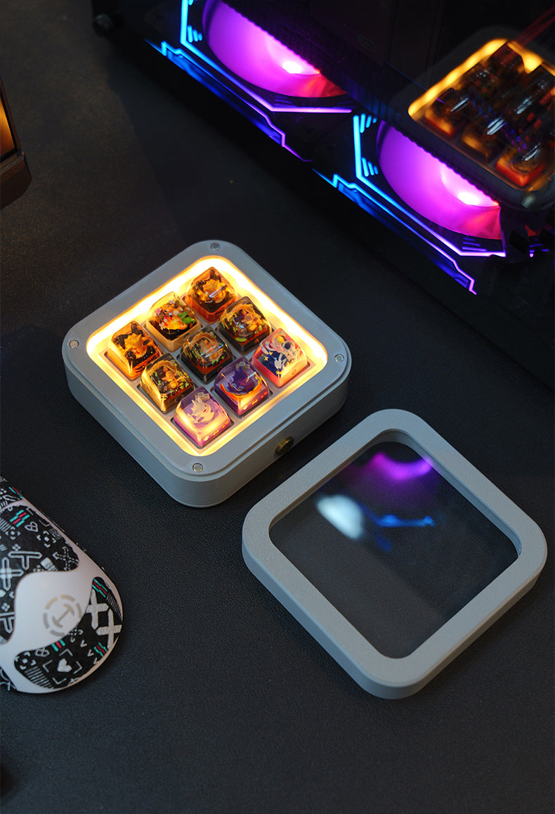 9-key keycap storage box wireless, can emit light, display mechanical keyboard with lights, personalized keycap dustproof display box