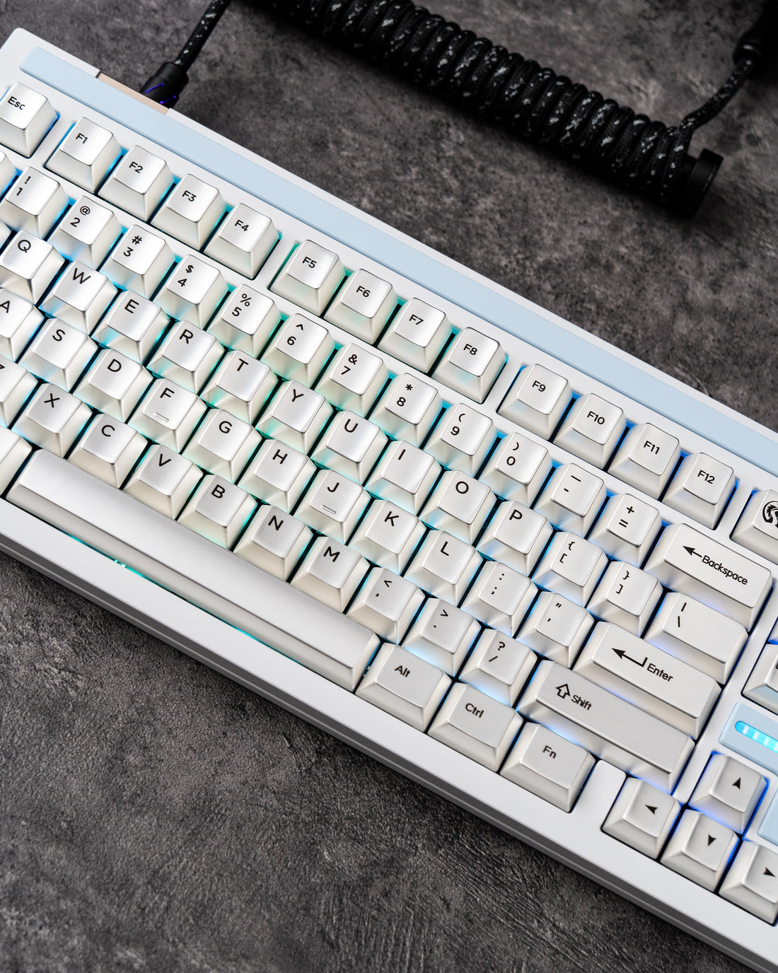 Matte silver white minimalist set factory height full set of metal keycaps