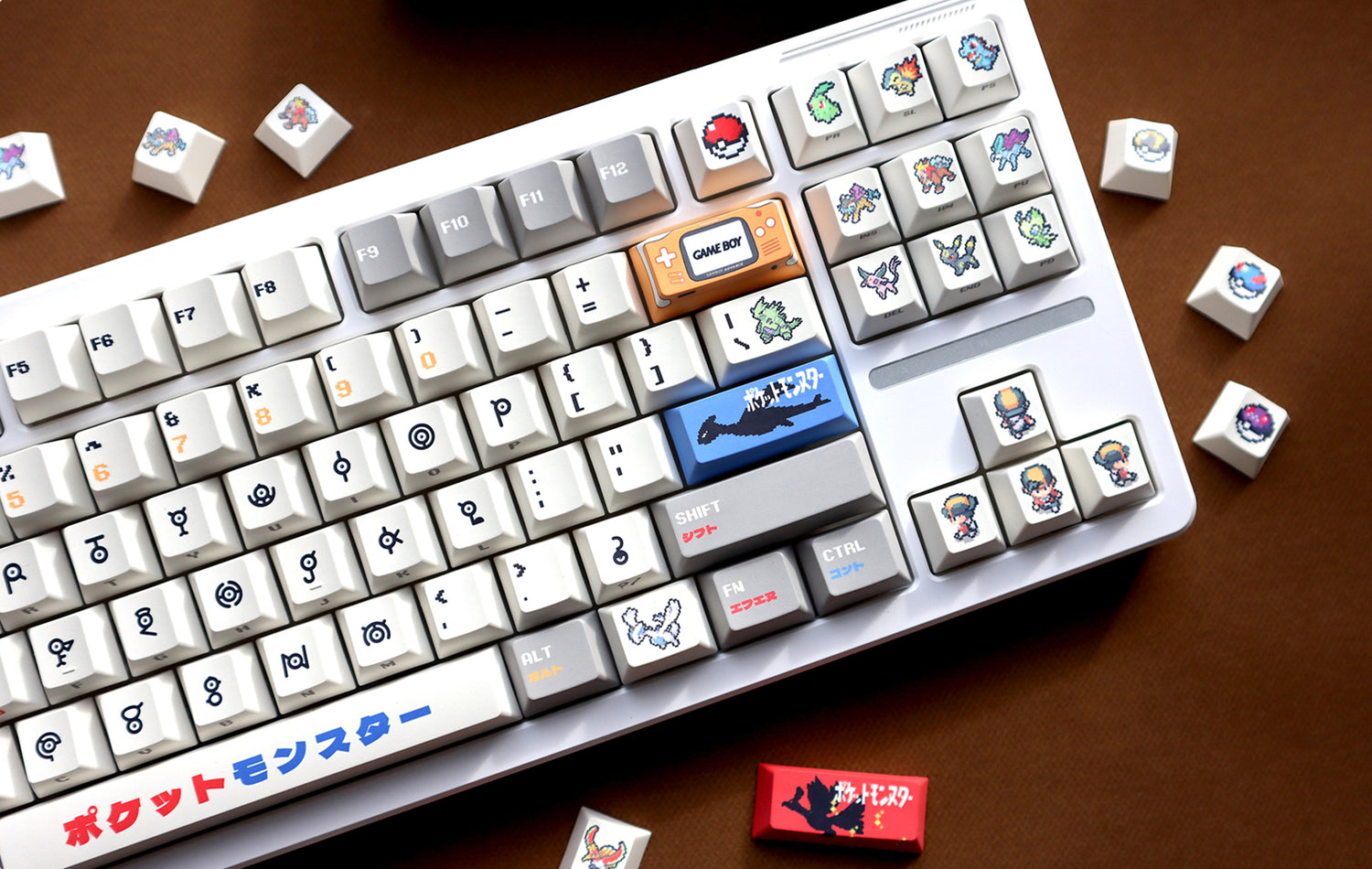 Pok é mon Gold and Silver, Unknown Totem Pok é mon Keycaps Pixel Wind Mechanical Keycaps Five sided Thermal Sublimation PBT Original Factory Height Set Keycaps