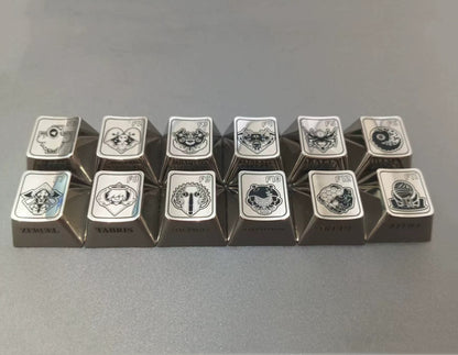 EVA，NEON GENESIS EVANGELION，Angel， A set of 12 F-zone (default zinc alloy) metal personalized keycaps, anime game monster villain metal keycaps.