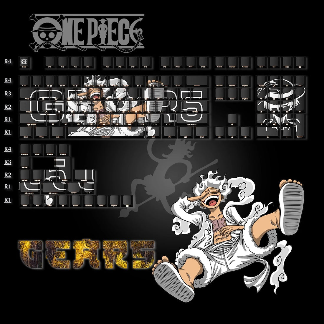 One Piece series, PBT heat sublimation personalized keycap set, mechanical keyboard decorative keycaps, anime peripheral custom keycap set