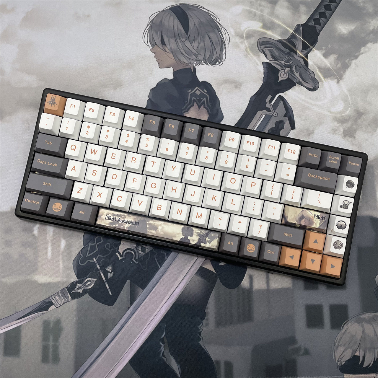 NieR: Automata themed series, PBT five sided sublimation keycaps cherry height, anime and game personalized keycaps set