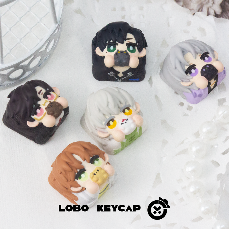 Light and Night, Multi colored resin molded personalized keycaps, resin decorated keycaps.