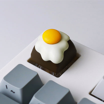 Fried egg shaped personalized keycaps, resin artistic creative keycaps, mechanical keyboard decorative keycaps.