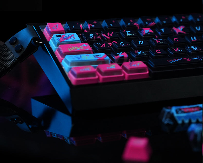 League of Legends lol themed keycap Jinx pbt+PC sublimation technology side transparent personalized keycap set, anime game themed decorative keycap