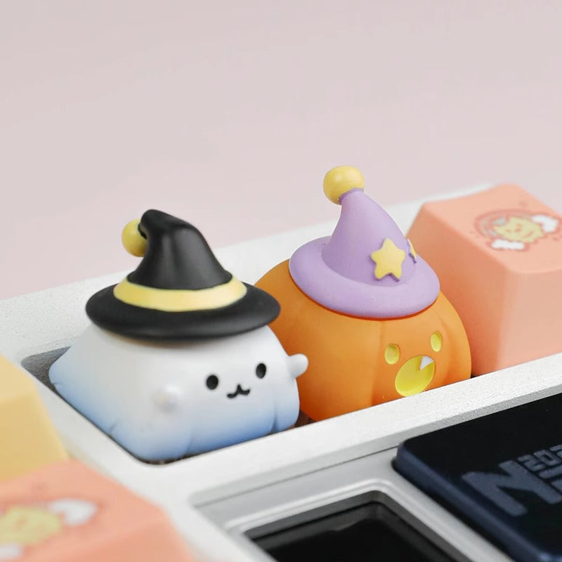 Cute Cloud Ghost, Wizard Pumpkin Elf, Resin Coated Personalized Keycaps, Cute Style Mechanical Keyboard Decorative Keycaps