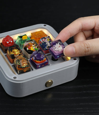 9-key keycap storage box wireless, can emit light, display mechanical keyboard with lights, personalized keycap dustproof display box