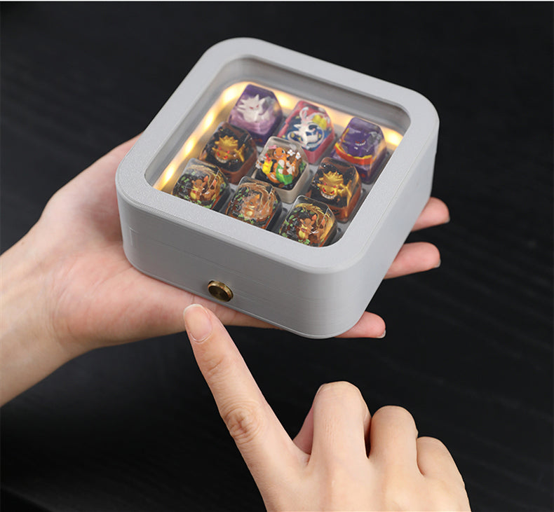9-key keycap storage box wireless, can emit light, display mechanical keyboard with lights, personalized keycap dustproof display box