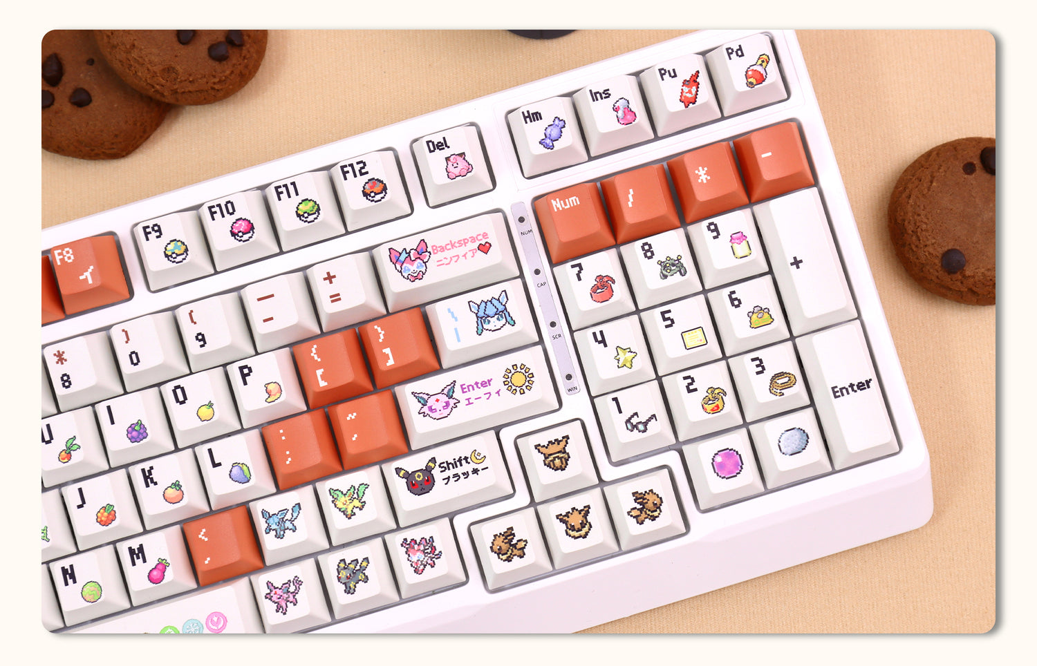 Pok é mon Eevee Theme Pixel Style Personalized Design Set Keycaps Customized Mechanical Keyboard Original PBT Thermal Sublimation Decorative Keycaps