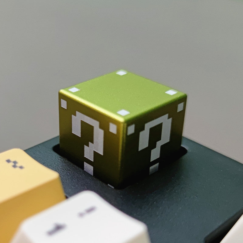 Mario question mark square box aluminum alloy anodized personalized metal mechanical keyboard keycap