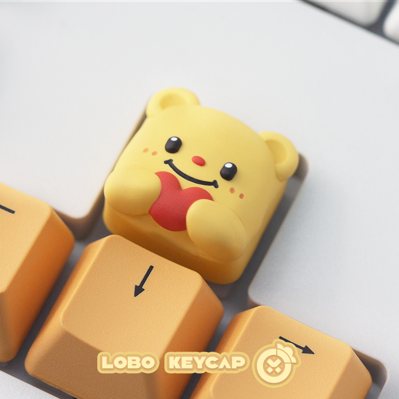 Simple and cute butter teddy bear, multi-color resin molded personalized keycaps