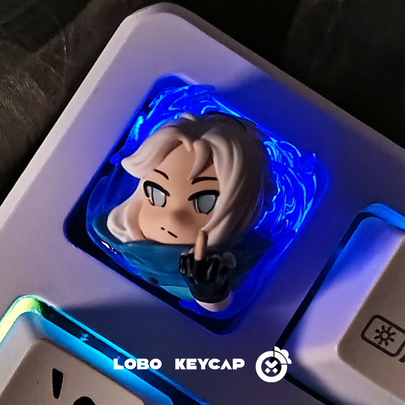 VALORANT, Jett side profile with multi-color resin molding, transparent bottom, replaceable hands, personalized keycap resin craftsman keycap