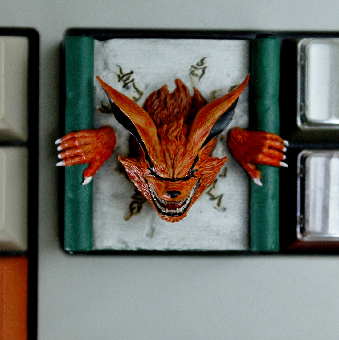 Naruto, Kurama， Sealed scroll, resin coated 4U personalized keycaps, keycaps for anime and gaming peripherals