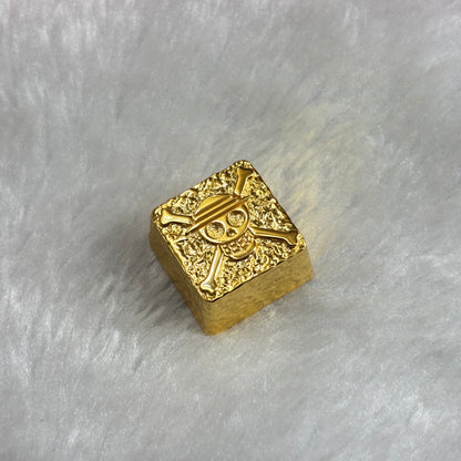 One Piece, grass hat Luffy logo, pure copper personalized keycaps, mechanical keyboard metal decorative keycaps