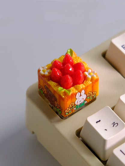 Cute Strawberry Rabbit Toast Cute Multi Color Resin Keycaps Creative Customized Decorative Keycaps