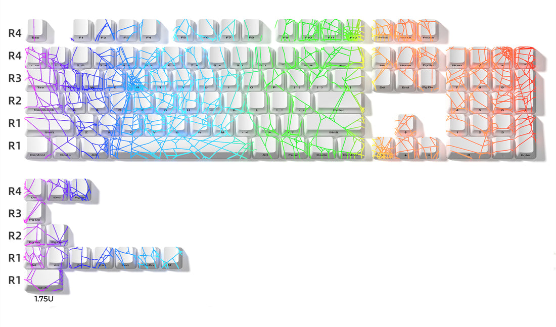 Translucent design spider web keycap side engraving translucent customized keycap IMD process kit keycap
