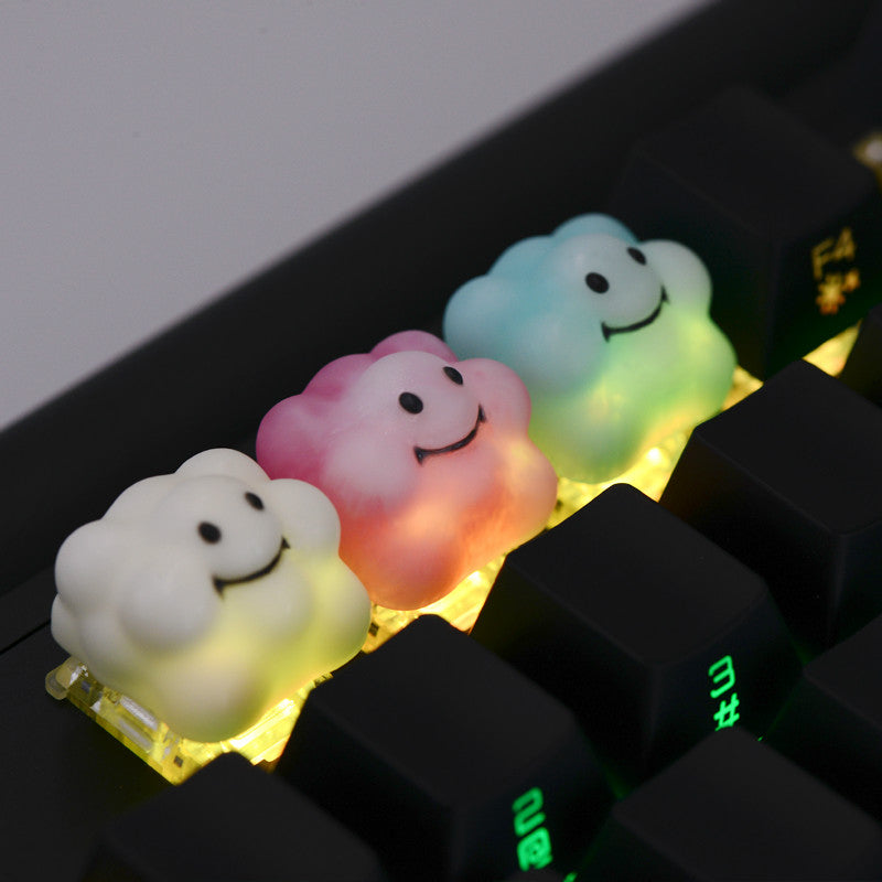 Cloud shaped cute resin personalized keycaps, mechanical keyboard decorative keycaps
