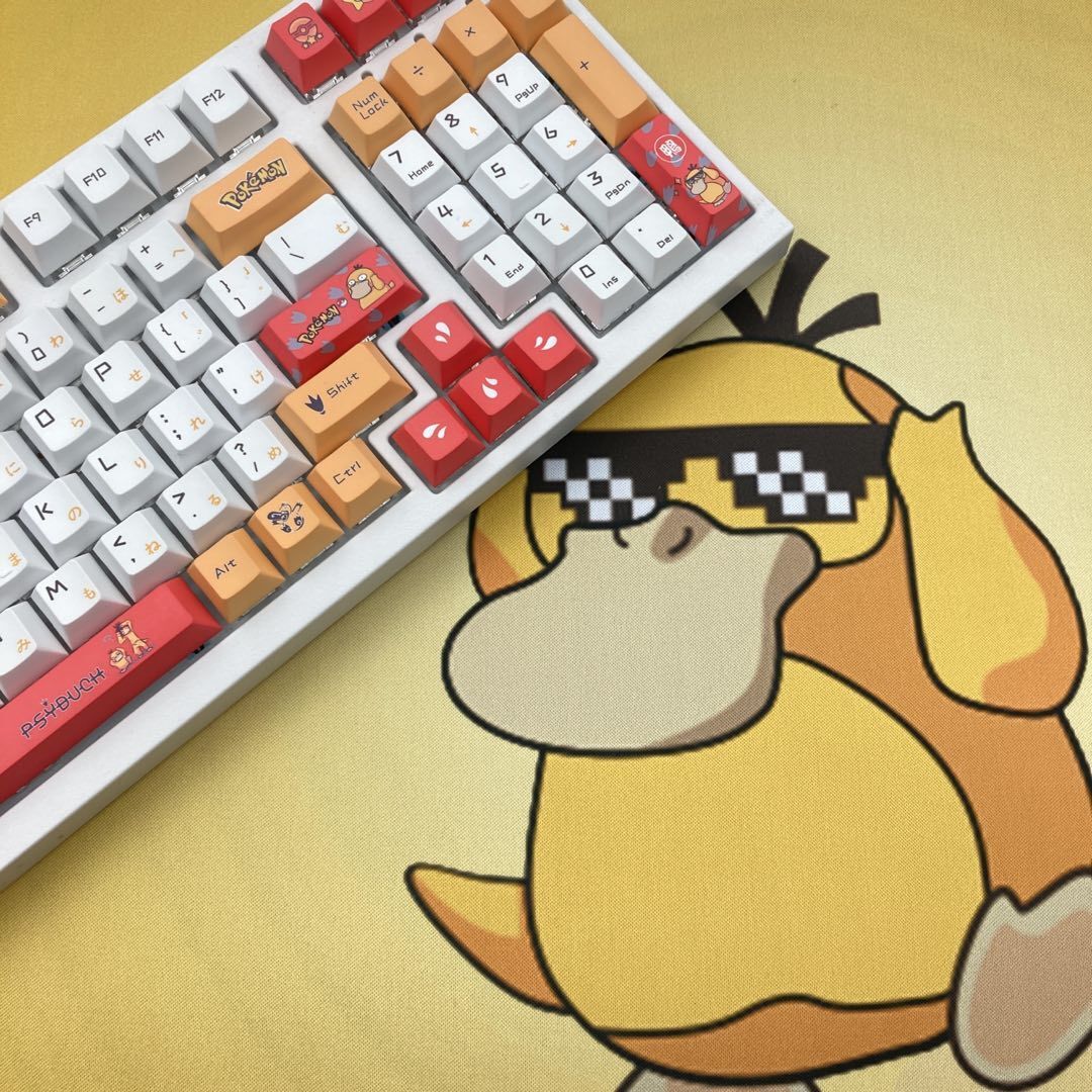 Pok é mon Psyduck Theme, PBT Material Five sided Heat Sublimation, Anime Game Series Personalized Set, Decorative Keycaps