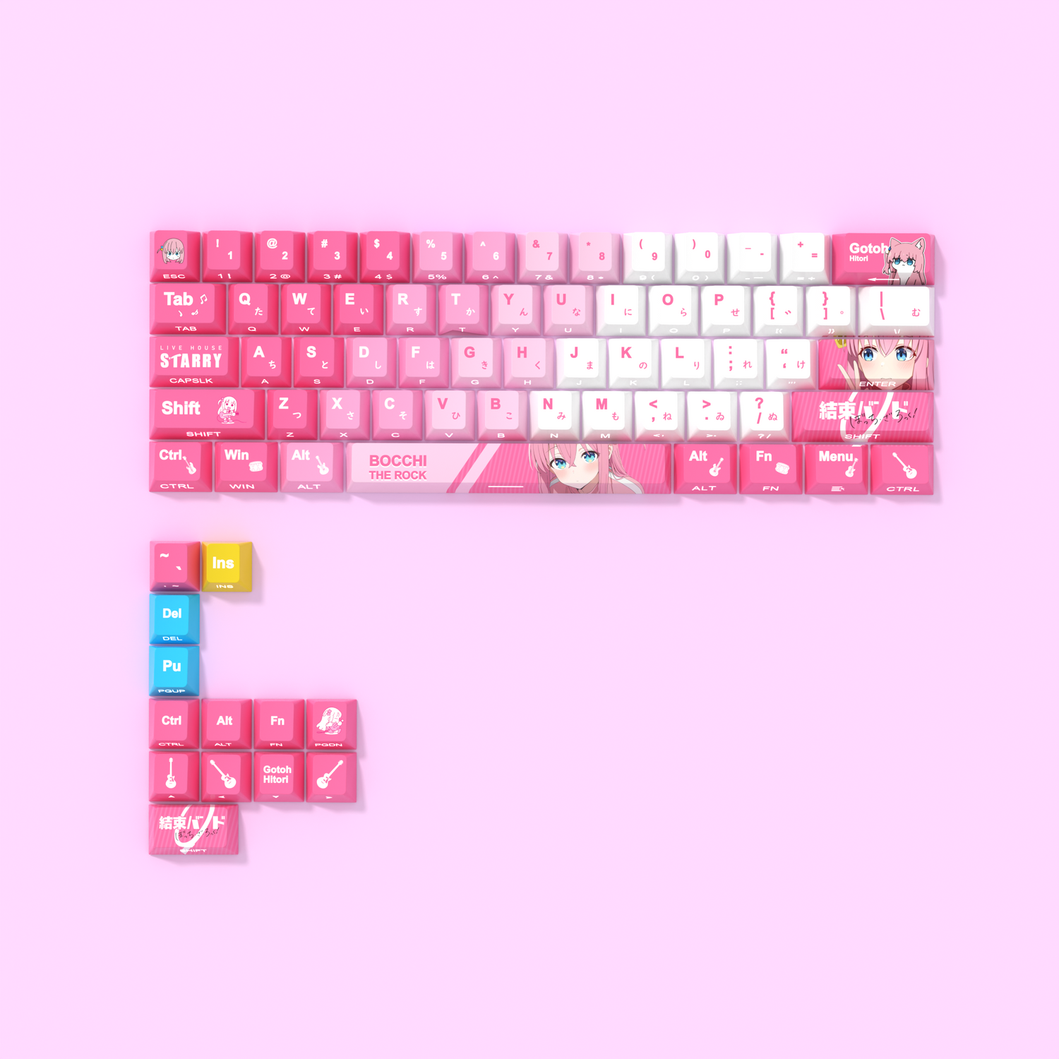 BOCCHI THE ROCK! Theme side engraved original translucent keycap small set PBT heat sublimation original height keycap set